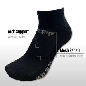 Mens 6PK Low Cut Black Sports Socks