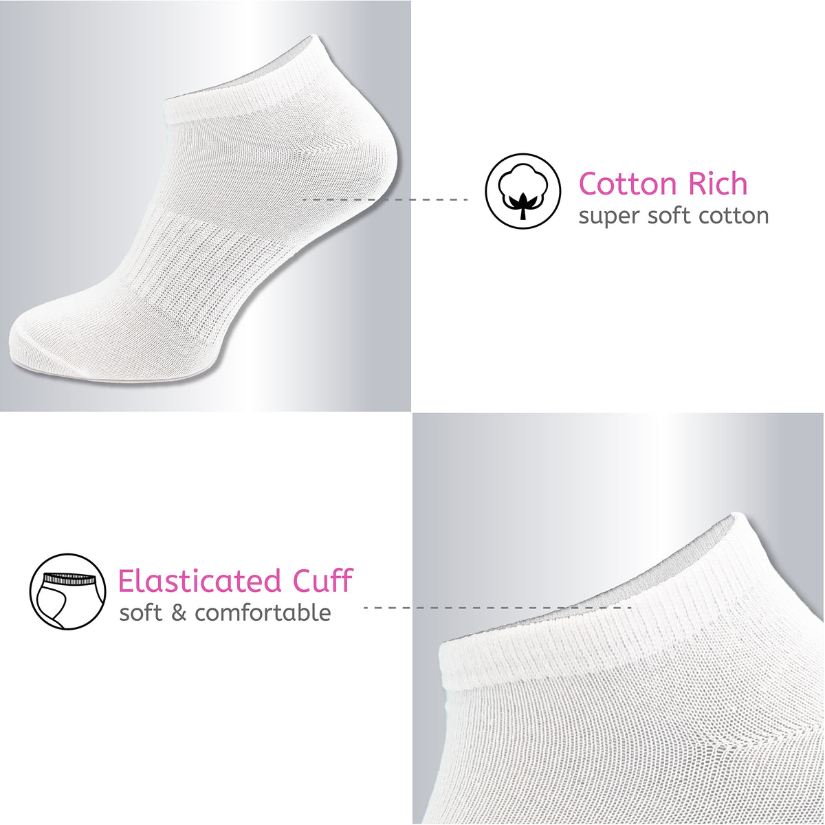 Ladies 12PK Trainer Liner Socks White
