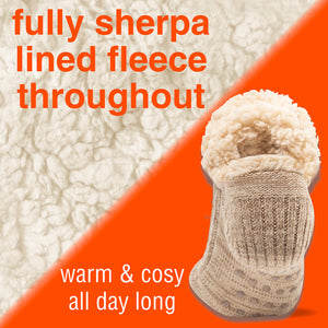 1PK Womens Sherpa Lined Slipper Socks Beige