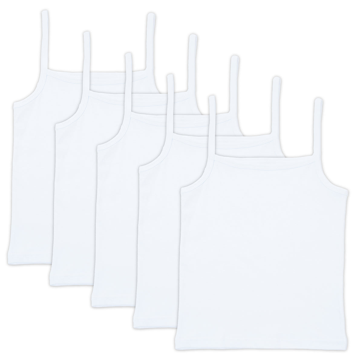 Girls White 5 Pack Cami Vests