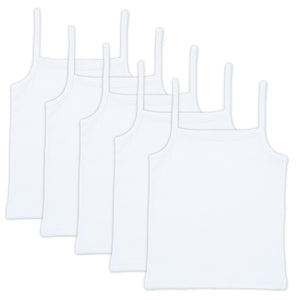 Girls White 5 Pack Cami Vests
