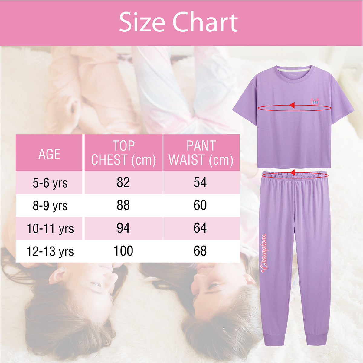 Girls 3PK College SS Long Pyjamas