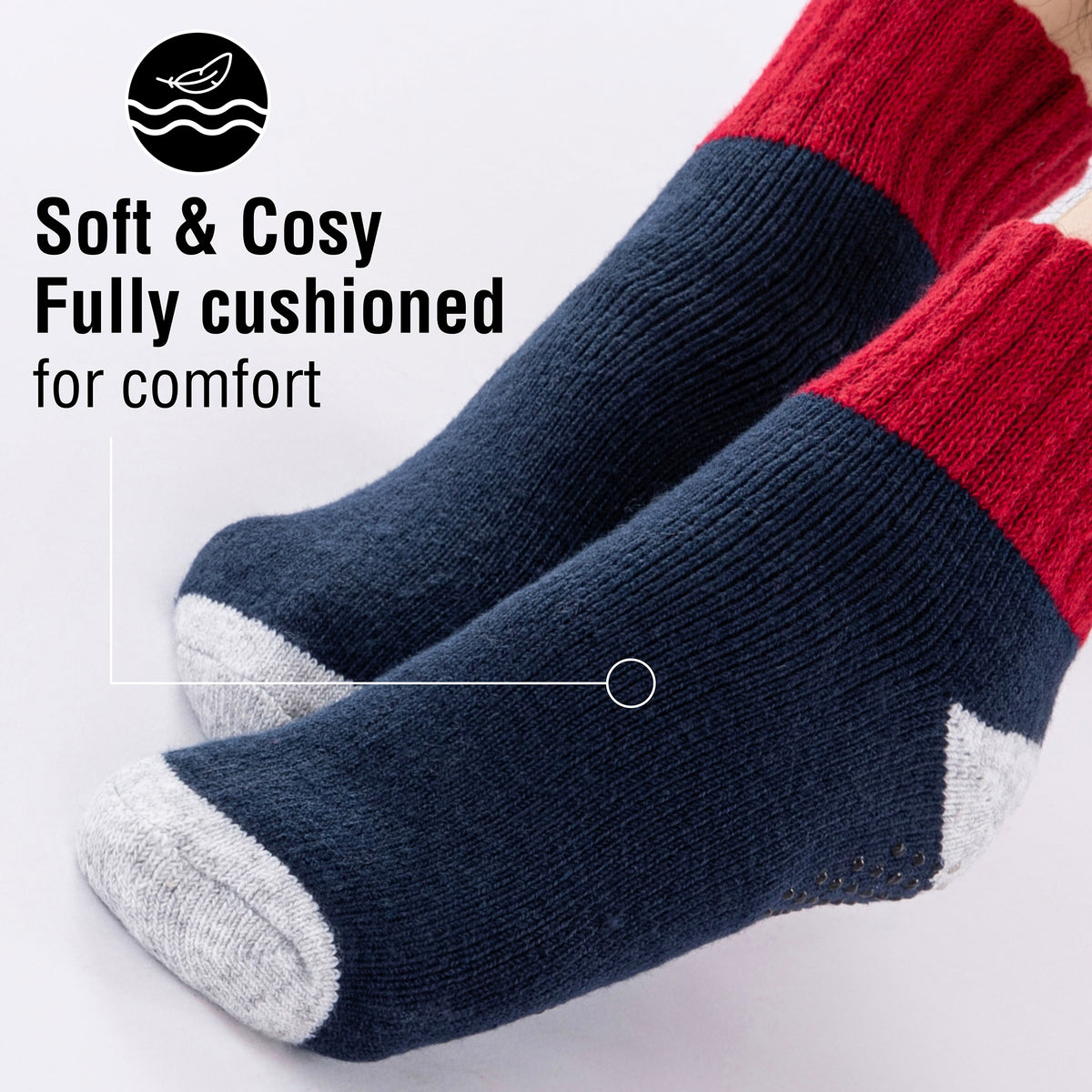 Mens 3 Pack Brushed Lounge Socks Colour Block