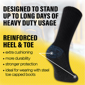 Mens 6 Pack Premium Cotton Blend Black Work Socks