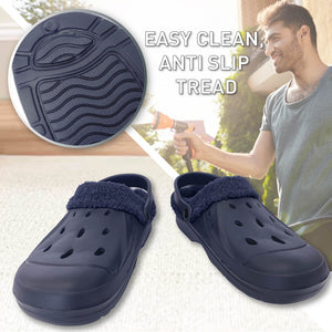 Mens Fleece Lined Clogs navy