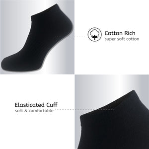 Mens 12PK Trainer Liner Black Socks