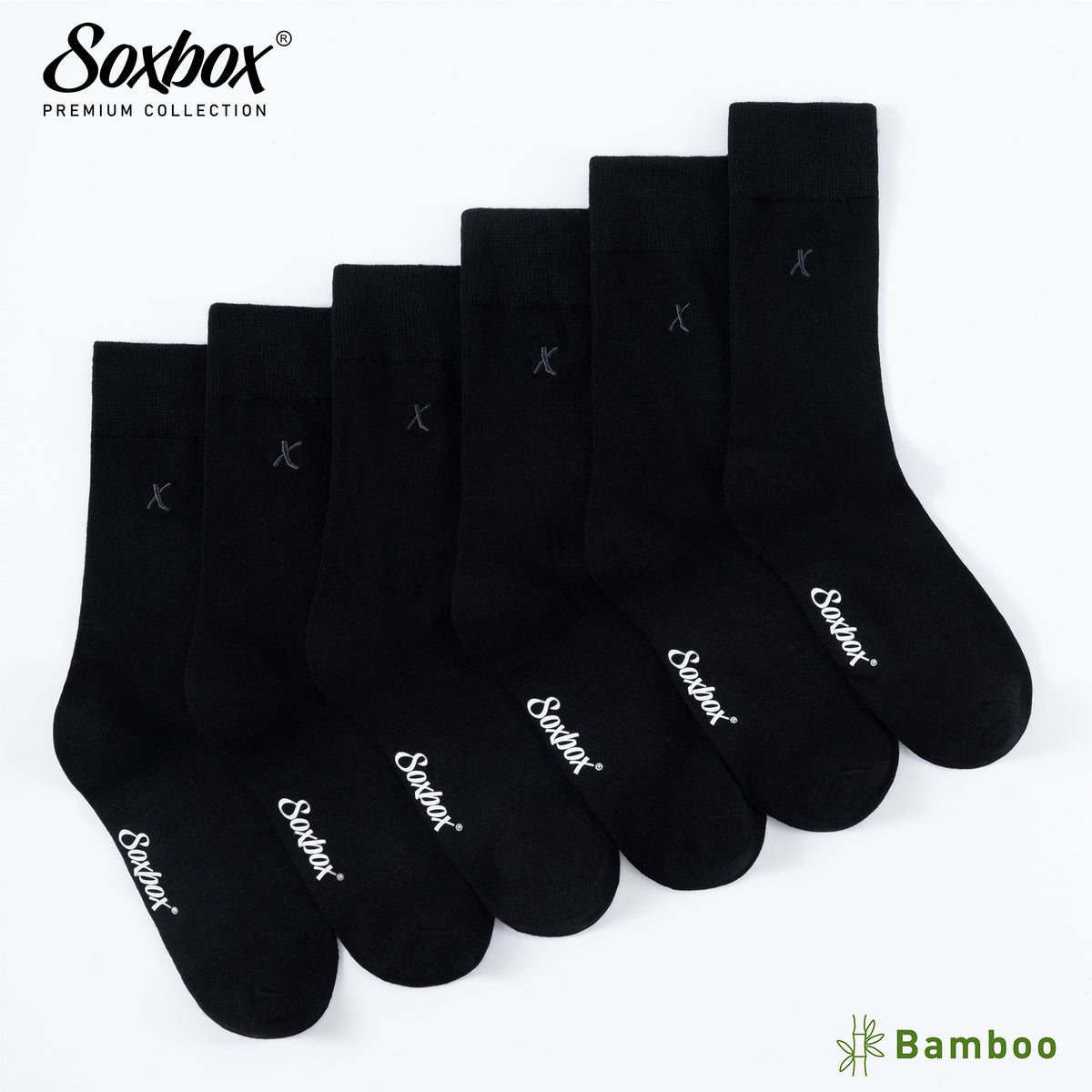 6PK Mens Bamboo Socks Black