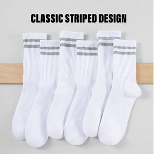 Womens 12 Pack Sports Ankle/Crop Length Socks (White/ Grey Stripes)