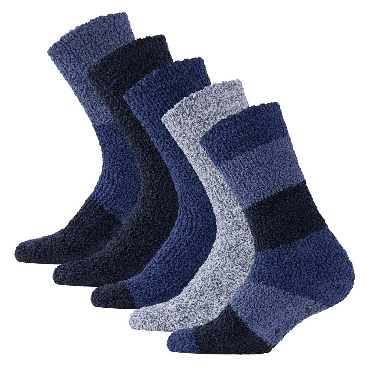 5PK Mens Cosy Socks Blue/Black