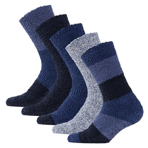 5PK Mens Cosy Socks Blue/Black