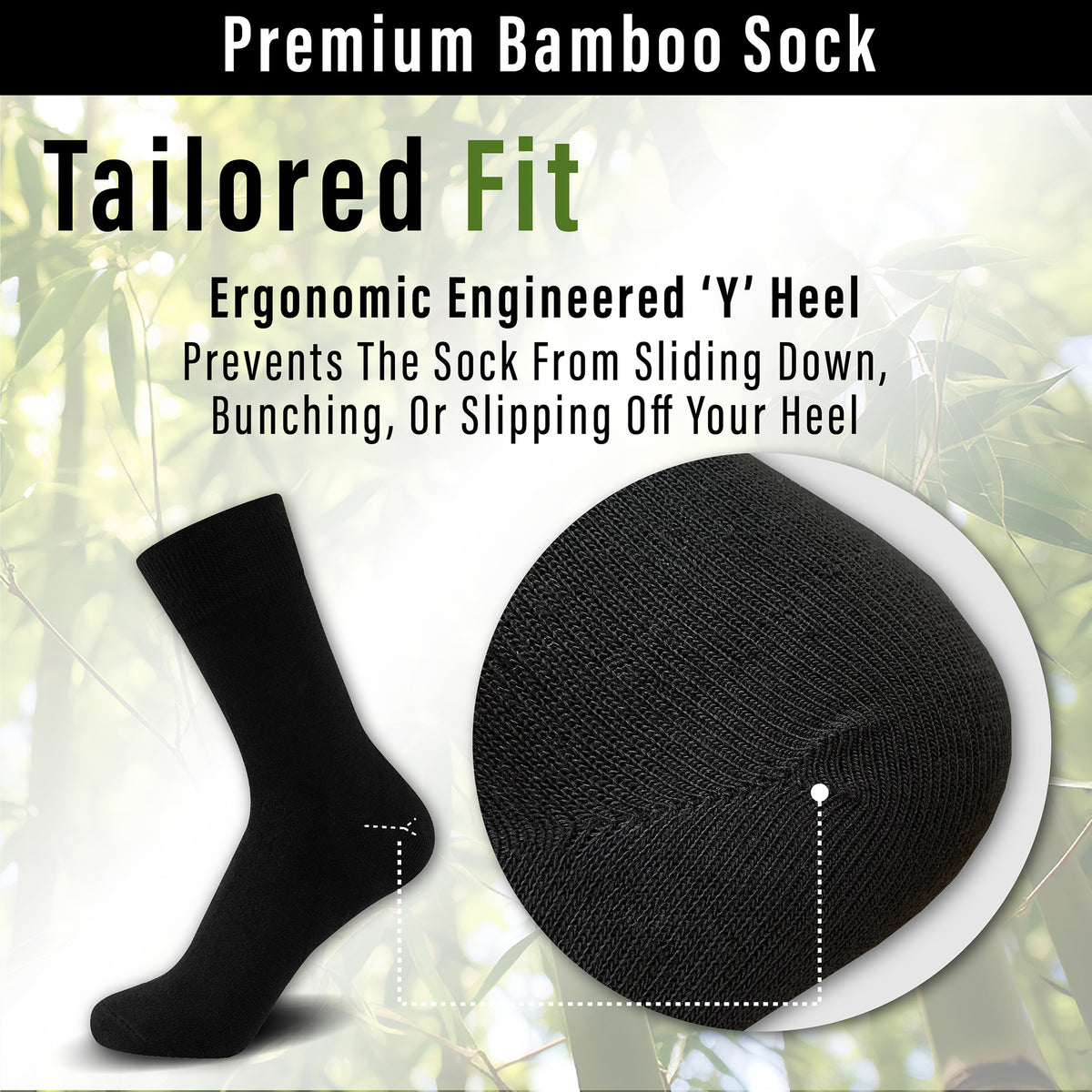 Black 10 Pack Mens Bamboo Blend Socks