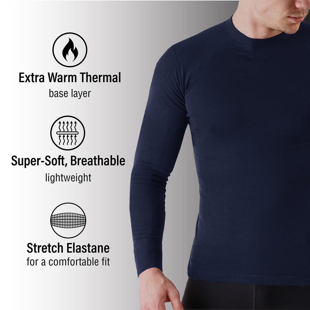 Mens Thermal Underwear High Neck Navy