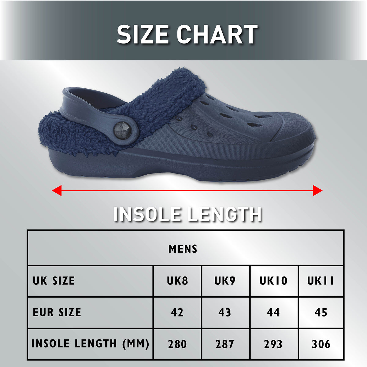 Mens Fleece Lined Clogs navy