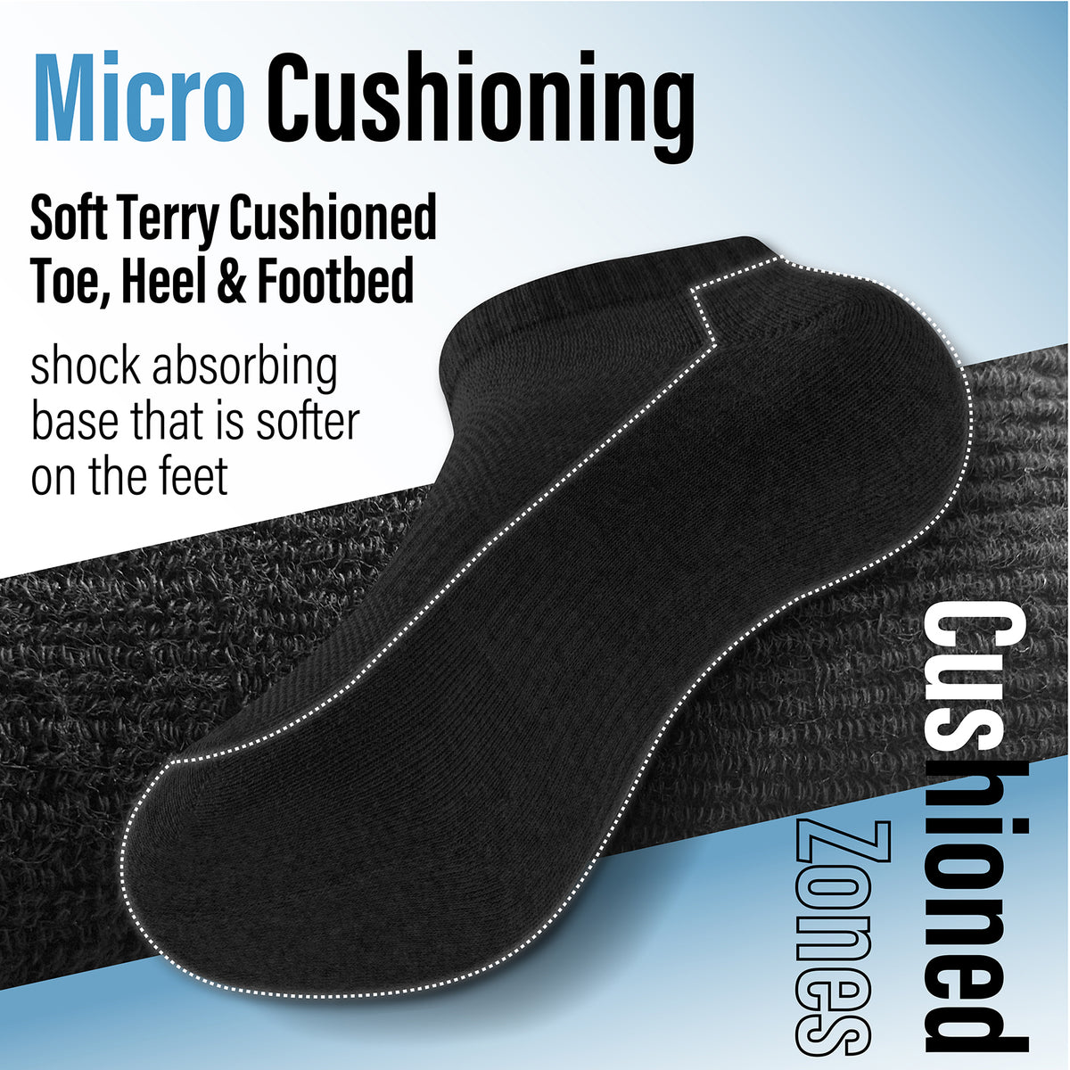 Womens 12pk Half Terry Black Trainer Socks