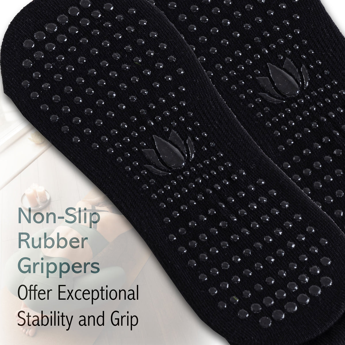 Womens 4PK Yoga & Pilates Black Trainer Socks