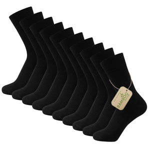 Black 10 Pack Mens Bamboo Blend Socks