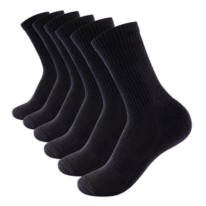 Mens 6 Pack Half Terry Sports Socks (Black)