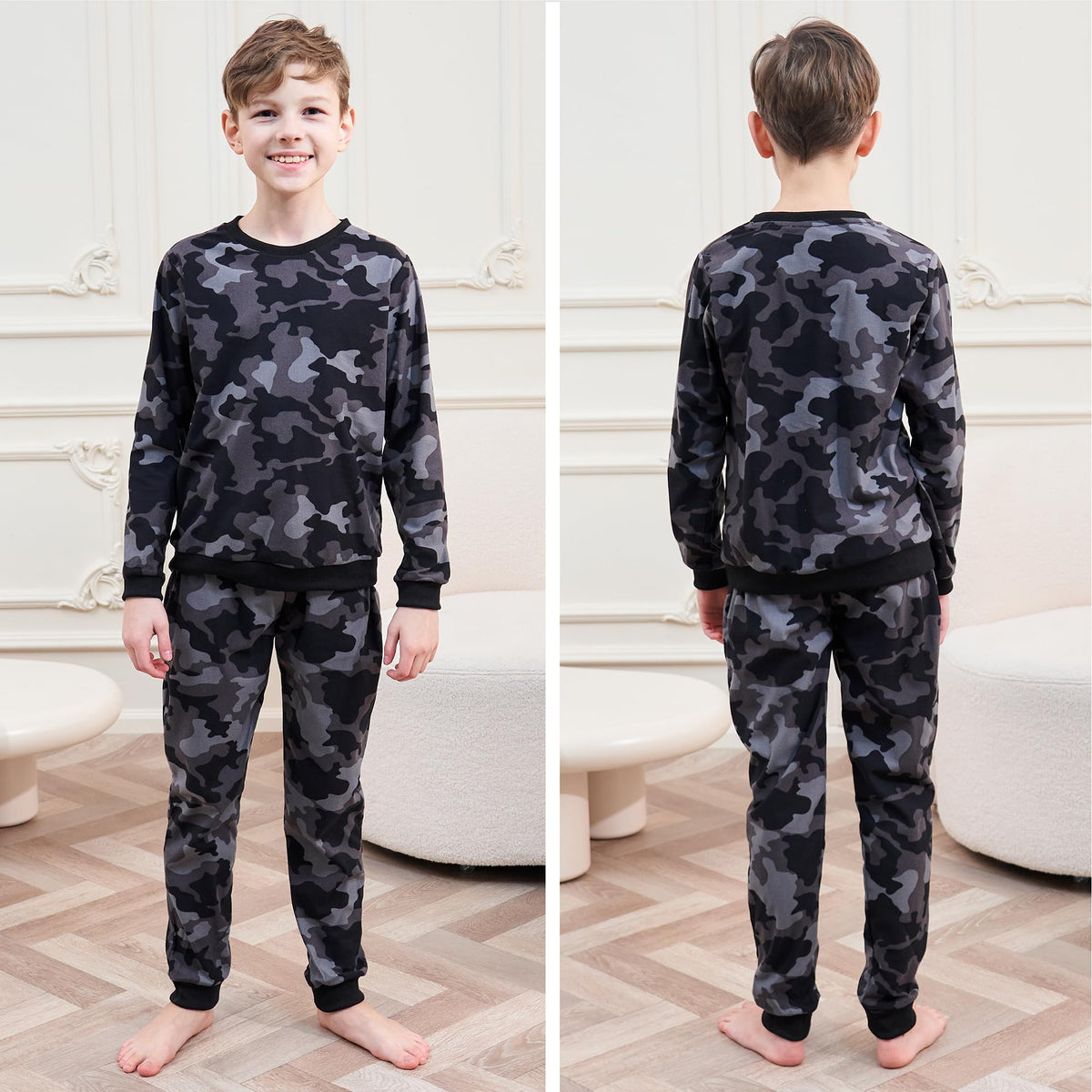 Boys Grey Camo Pyjama Set