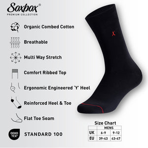 Mens 12PK Black Embroidery Socks - Soxbox