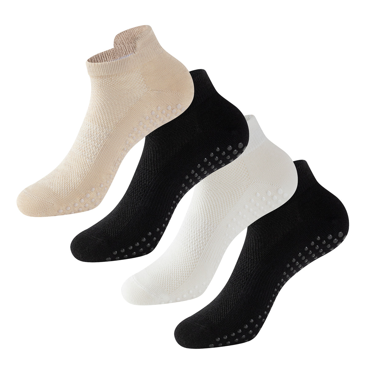 Womens 4pk Yoga & Pilates Neutral Trainer Socks