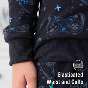 Boys Black Printed Pyjama Set
