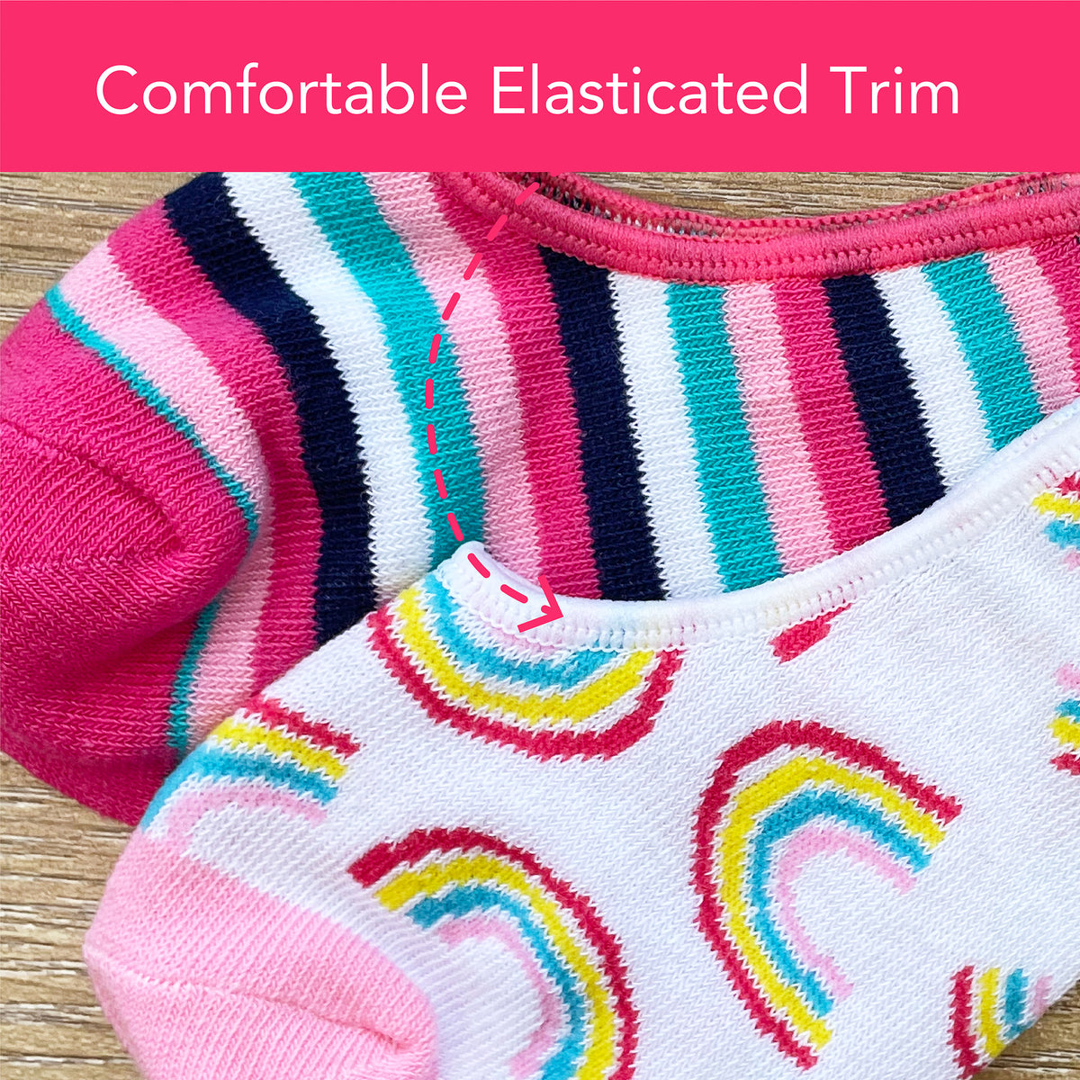 Girls 6PK Unicorn/Stripes Invisible Liner Socks