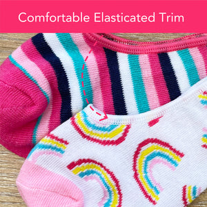 Girls 6PK Unicorn/Stripes Invisible Liner Socks