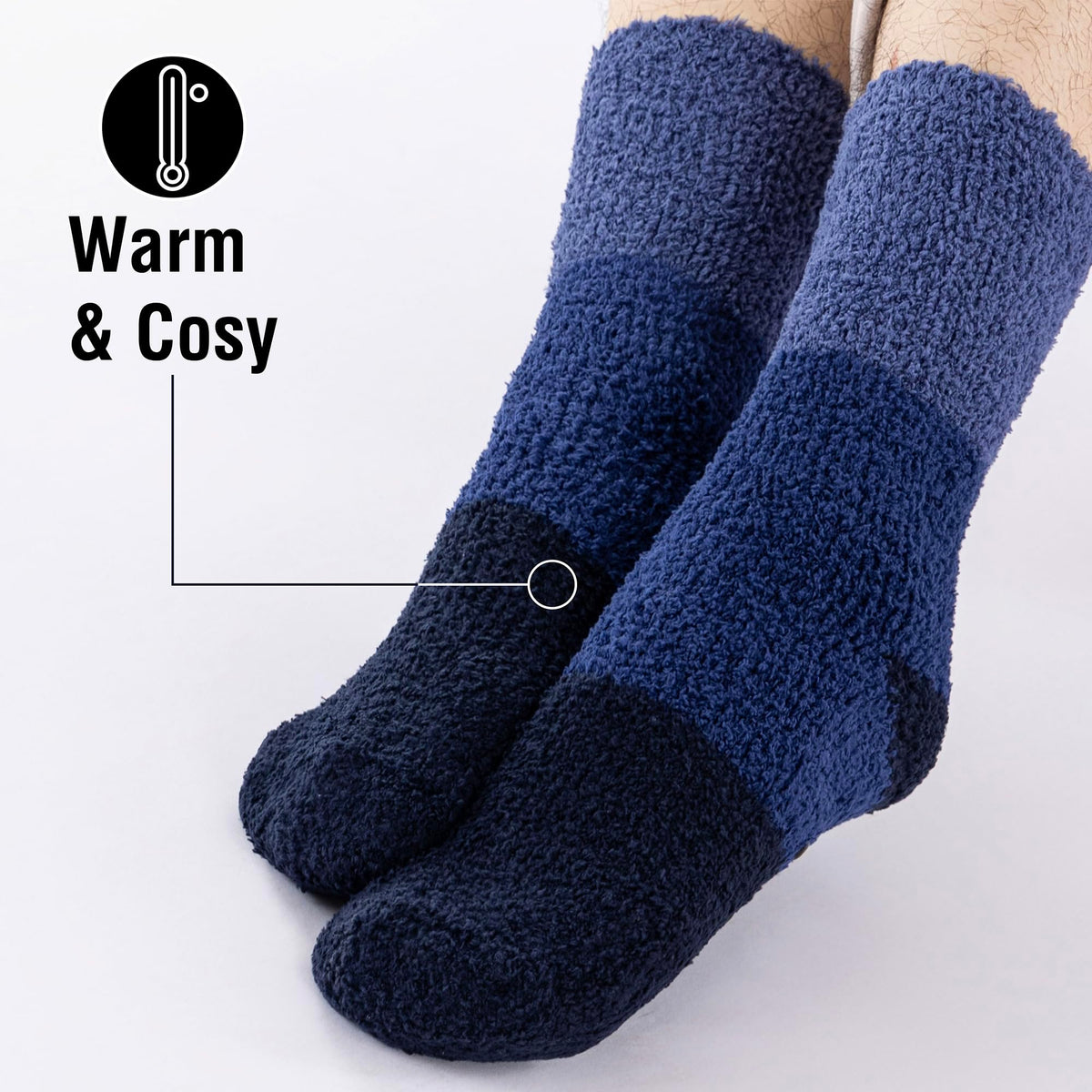 5PK Mens Cosy Socks Blue/Black