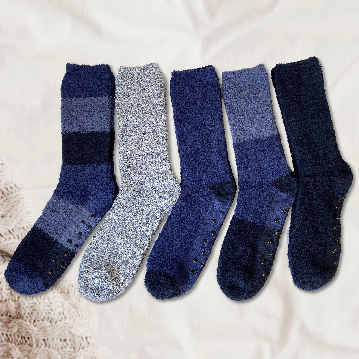 5PK Mens Cosy Socks Blue/Black