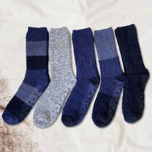 5PK Mens Cosy Socks Blue/Black