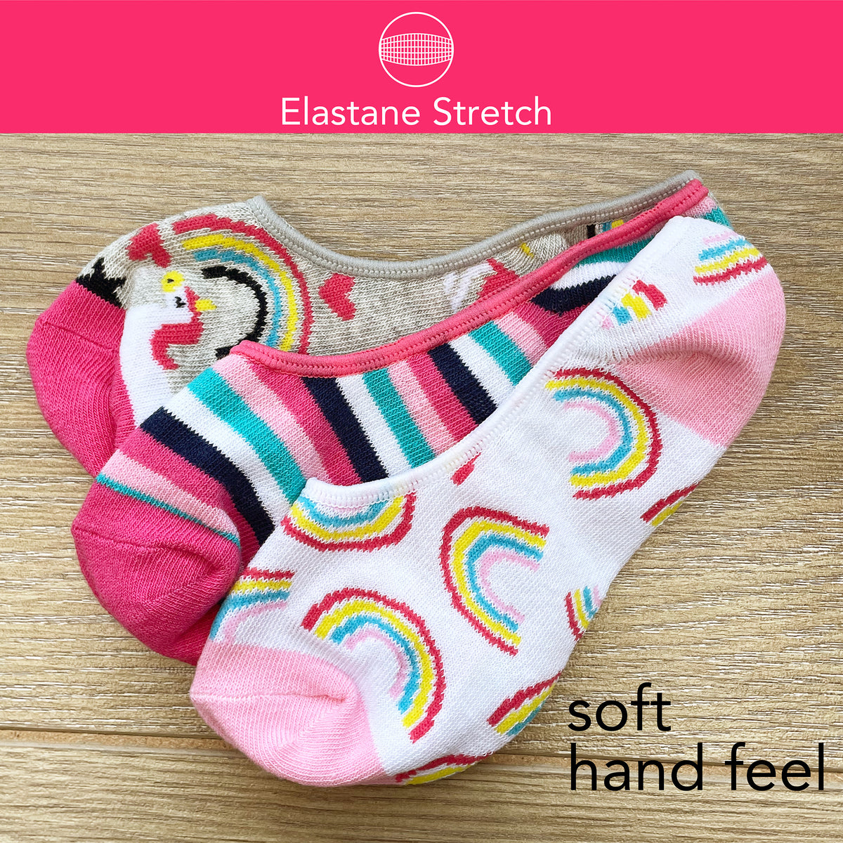 Girls 6PK Unicorn/Stripes Invisible Liner Socks
