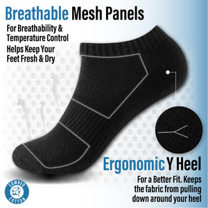 Mens 12pk Half Terry Black Trainer Socks