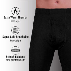 Mens Thermal Underwear Long John Black
