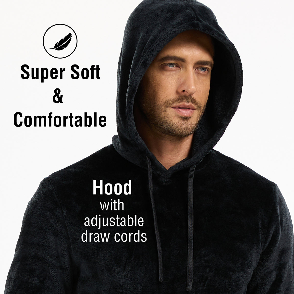 Mens Flannel & Sherpa Lined Black/Red LS Pyjamas Set
