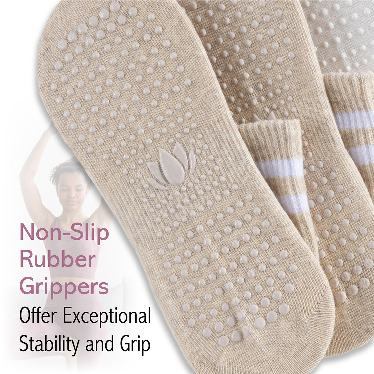 Womens 4pk Yoga & Pilates Neutral Ankle Socks