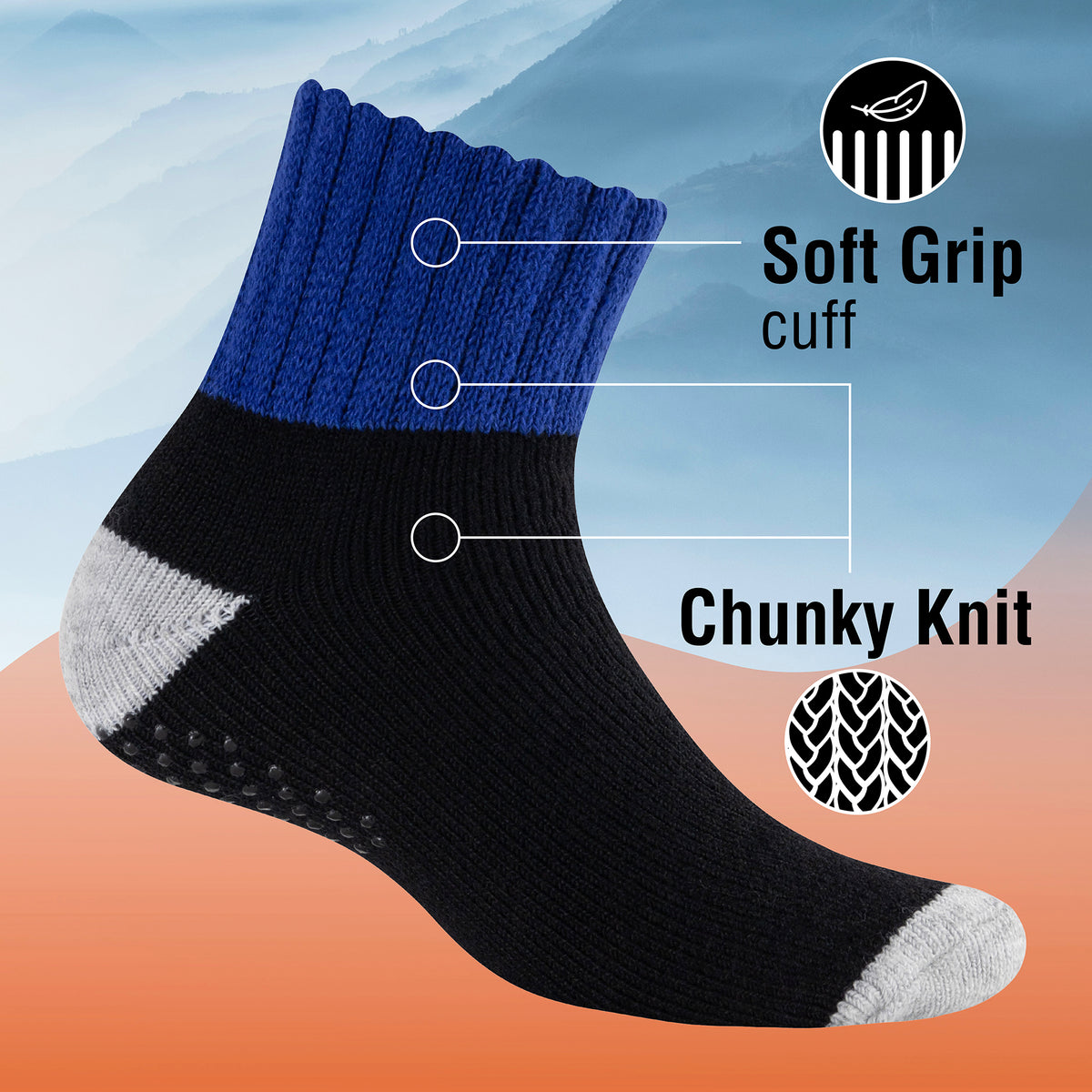 Mens 3 Pack Brushed Lounge Socks Colour Block