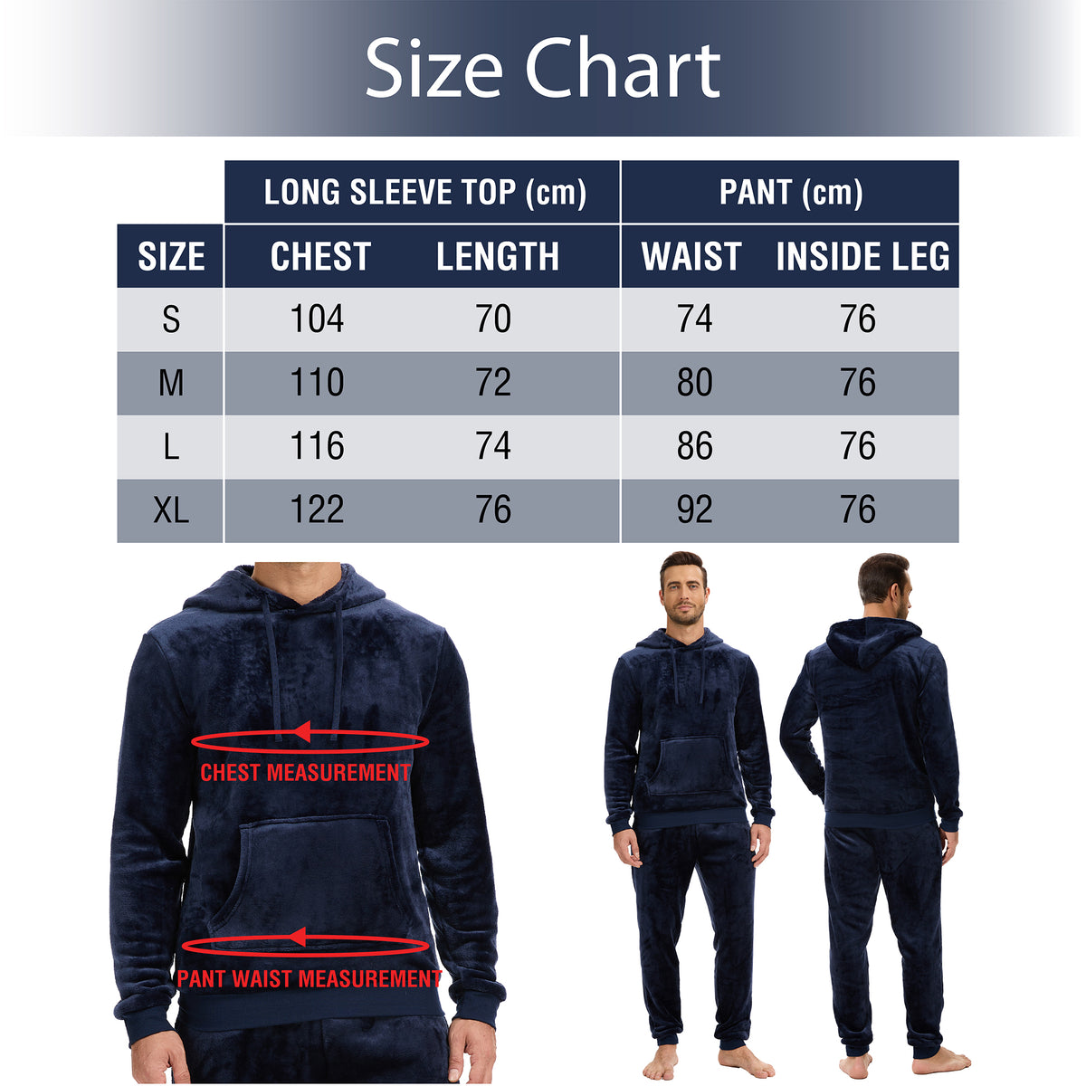 Mens Flannel & Sherpa Lined Black/Red LS Pyjamas Set