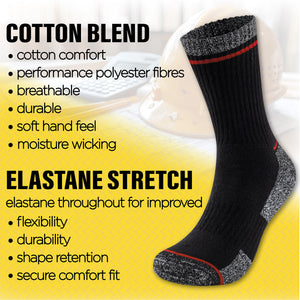 Mens 12 Pack Premium Cotton Blend Multi Stripe Work Socks