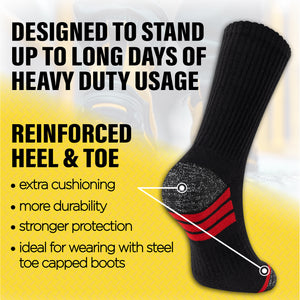 Mens 6 Pack Premium Cotton Blend Contrast Sole Black Work Socks