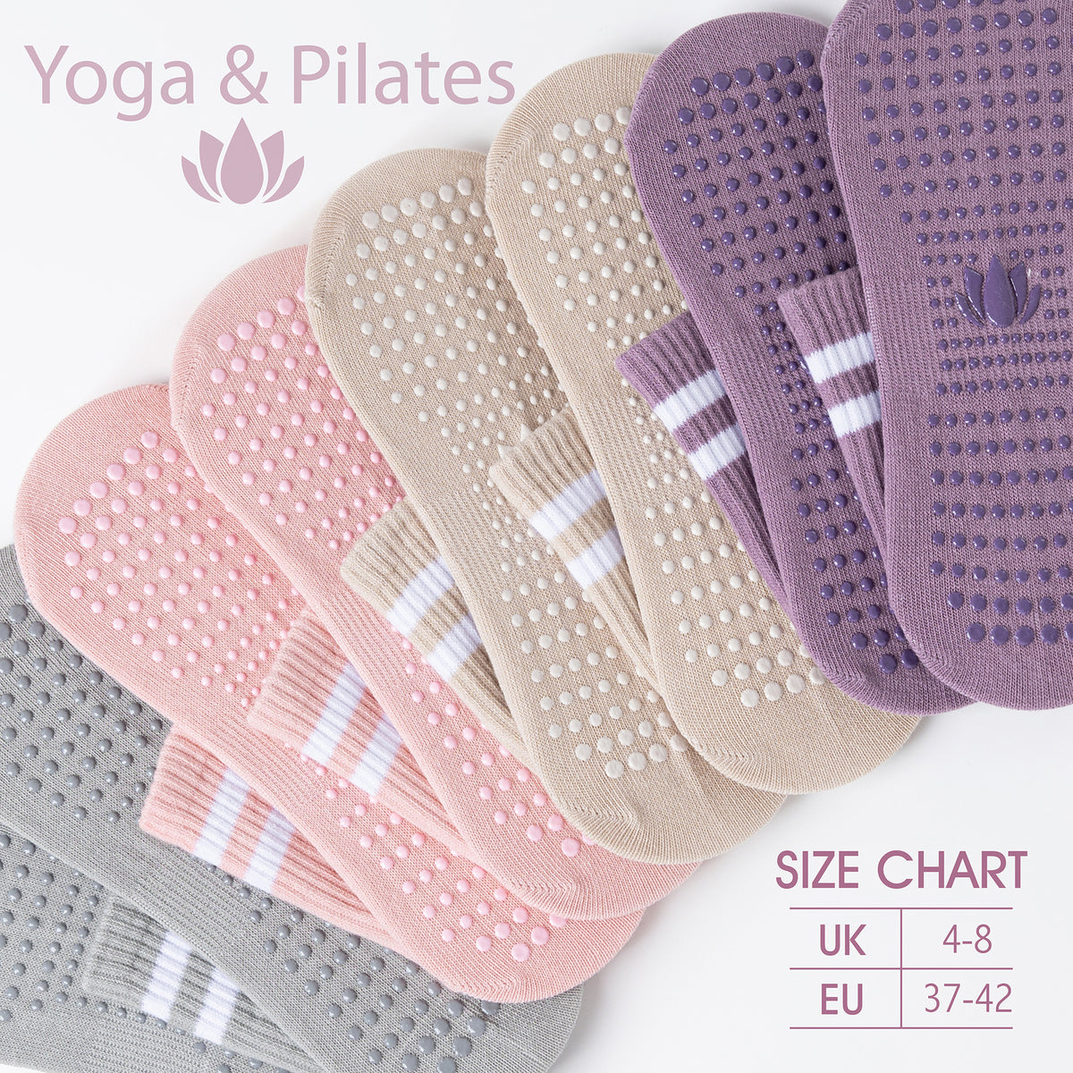 Womens 4pk Yoga & Pilates Pastel Ankle Socks