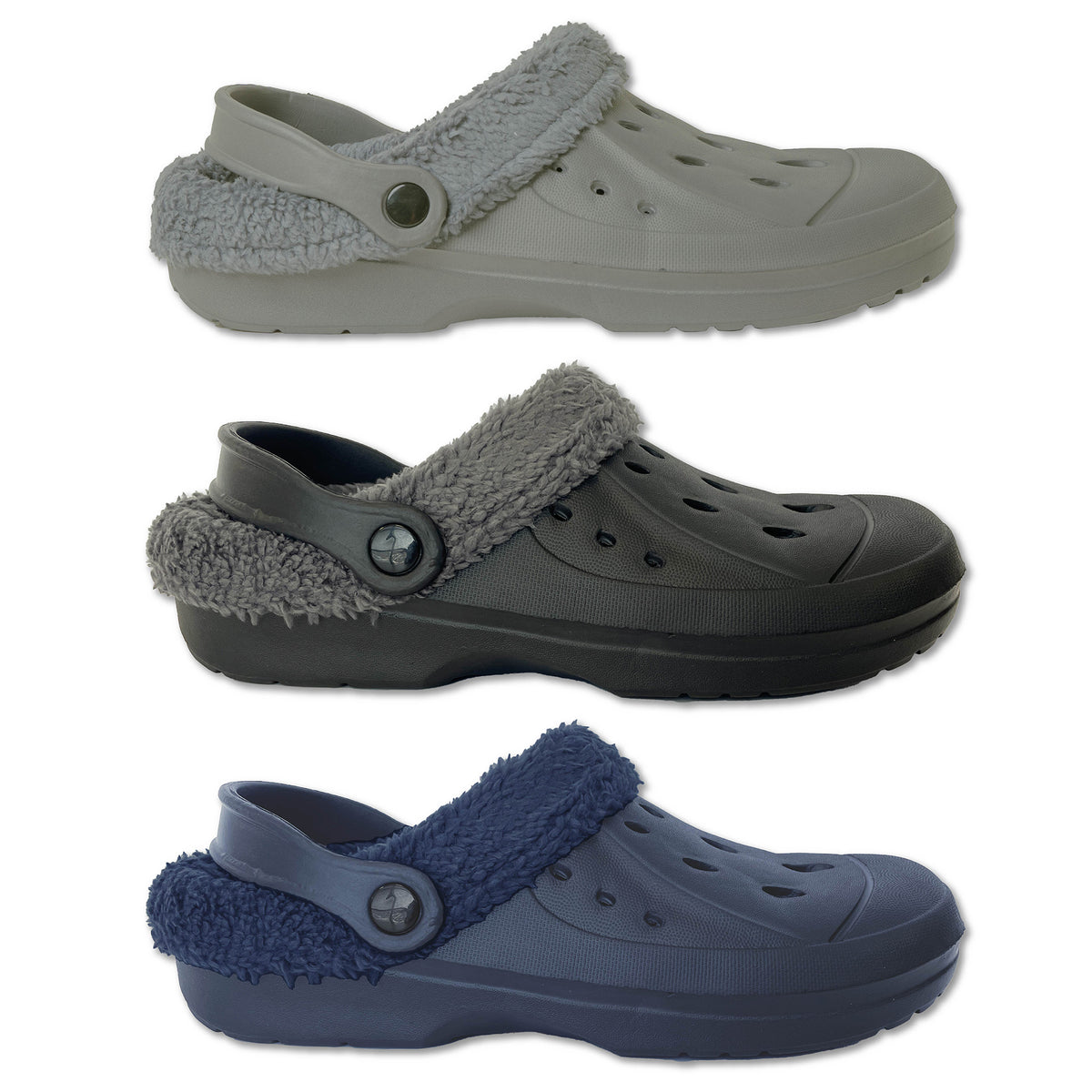 Mens Fleece Lined Clogs navy
