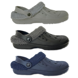 Mens Fleece Lined Clogs navy