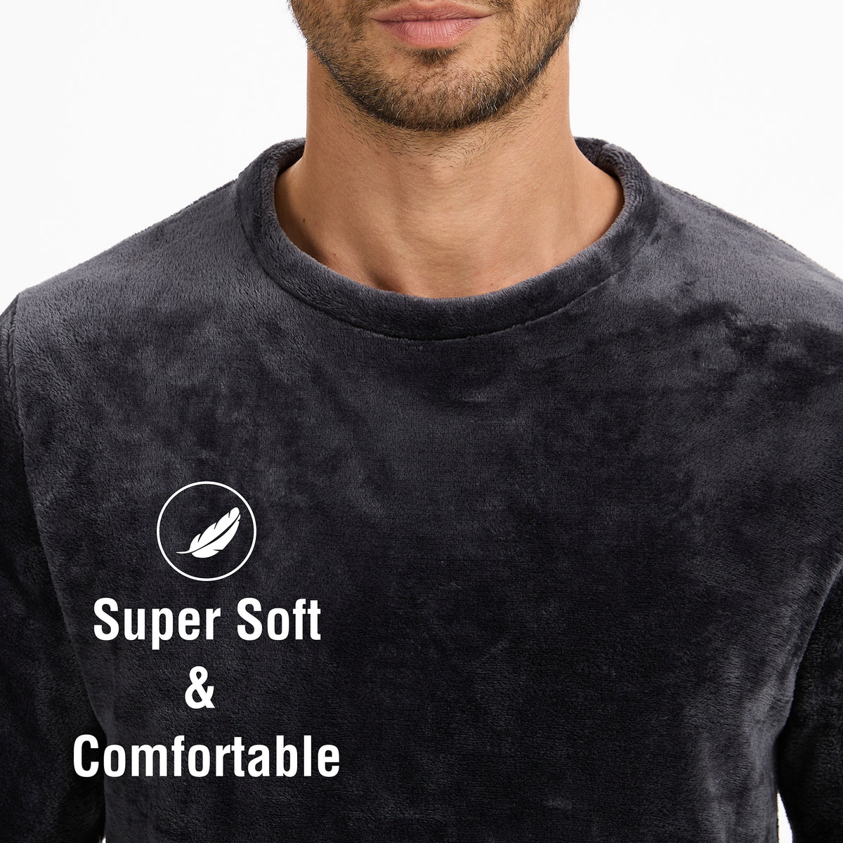 Mens Flannel Fleece Grey Check Pyjama Set