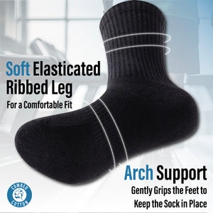 Mens 12 Pack Half Terry Sports Socks (Black)
