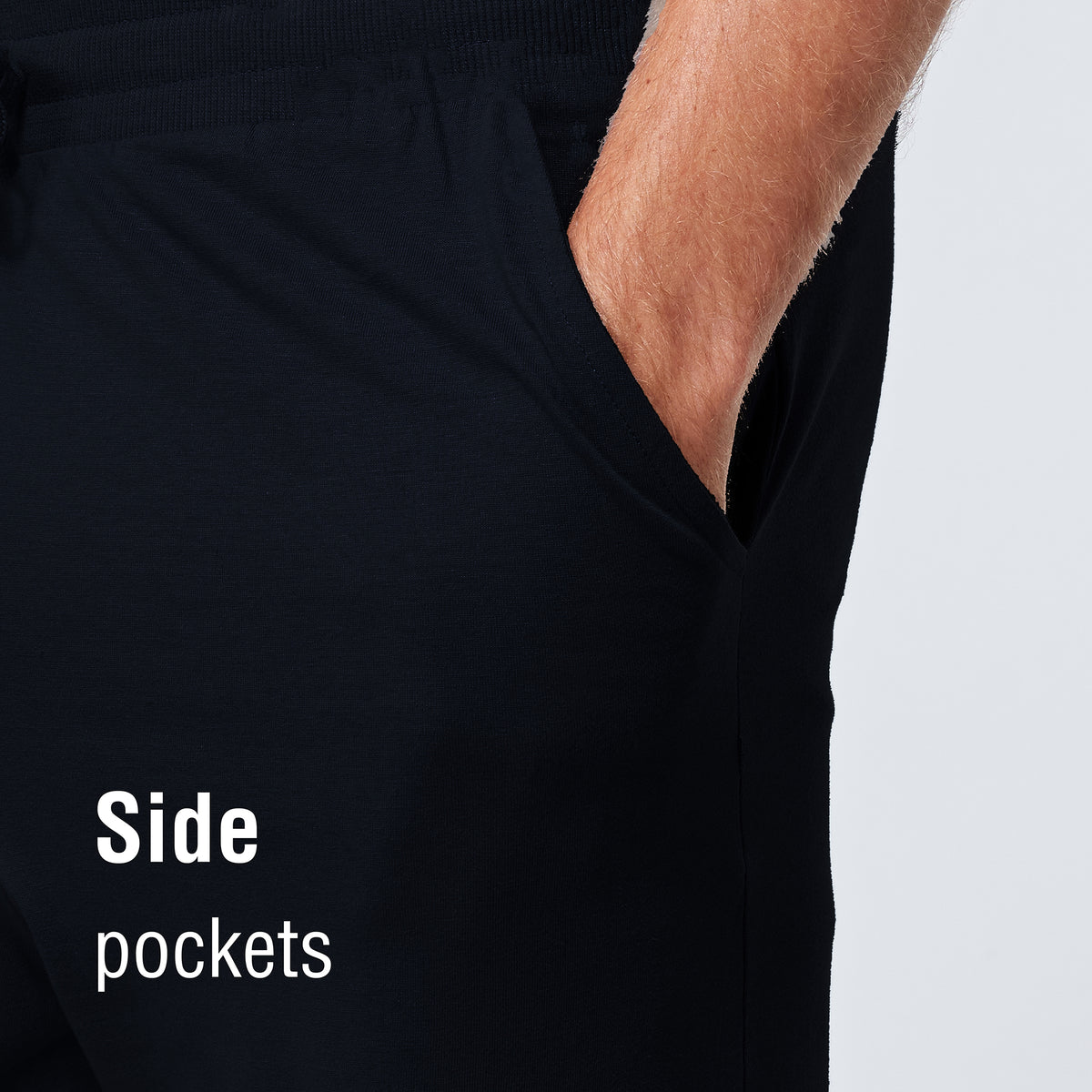 Black Cuffed Lounge Pants With Ribbed Waistband