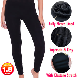 Girls Plush Black Fleece Leggings