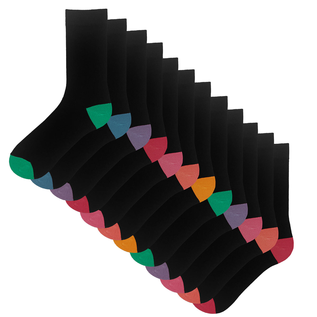 Womens 12 PK Cotton Blend Contrast Blend Socks