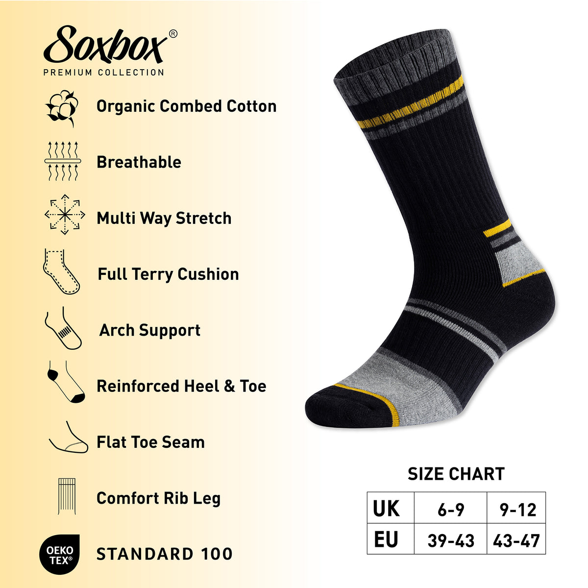 Mens 4PK Soxbox Black Work Socks