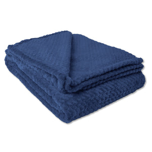 Flannel Fleece Waffle Blanket Dark Navy