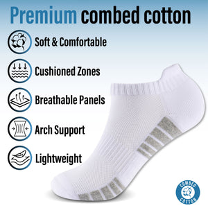 Womens 6pk Striped Half Terry White Trainer Socks